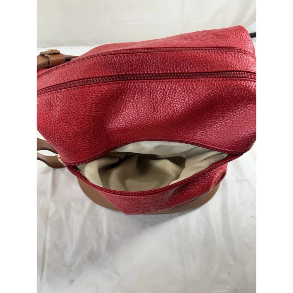 VALENTINA Red tan Leather convertible bucket bag hobo
